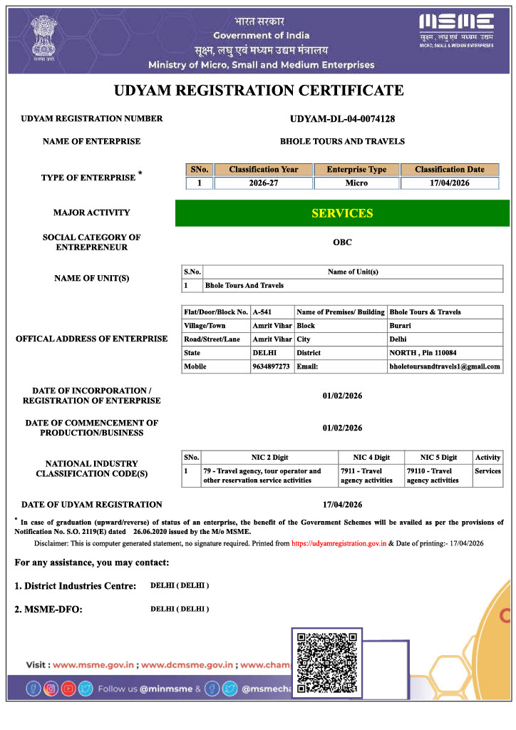 About Bhole Tours And Travels